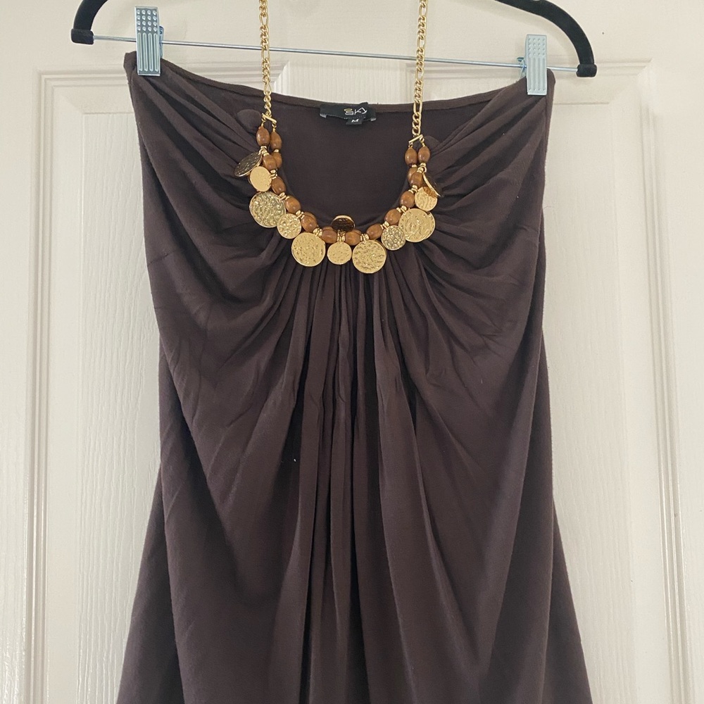 Sky brand strapless chain link neck top size M